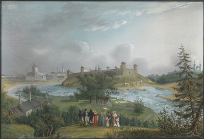 Uitzicht op het Ivangorod-fort door Johannes Hau