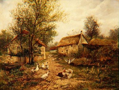 Pluimvee bij een vijver in een boerenerf door Johannes Hendrik Weissenbruch