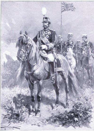 Zijne Keizerlijke Majesteit: De Keizer van Japan, illustratie uit Cassells Geschiedenis van de Russisch-Japanse Oorlog Vol 1, ca. 1900 door Johannes Hermann Barend Koekkoek