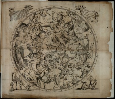 Tafel van de sterrenbeelden van het noordelijk halfrond Firmamentum Sobiescianumsive Uranographia door Johannes Hevelius