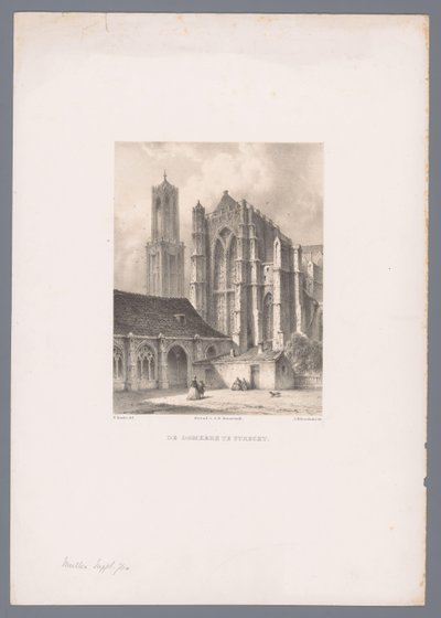 Gezicht op de Domkerk en Domtoren in Utrecht door Johannes Hilverdink
