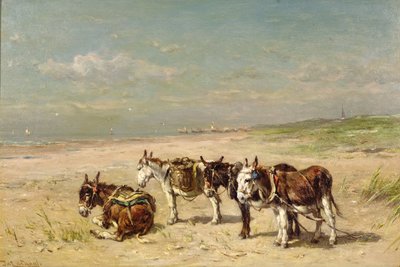 Ezels op het Strand door Johannes Hubertus Leonardus de Haas