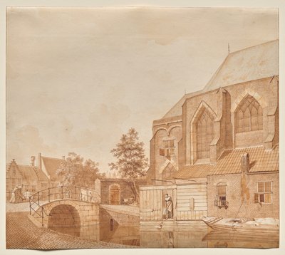 Een Uitzicht op de Nieuwe Kerk, Delft door Johannes Huibert Prins