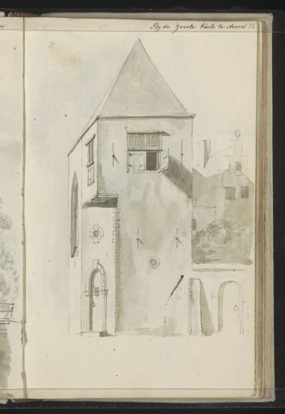 Stadsgezicht bij de Grote Kerk te Hoorn door Johannes Huibert Prins