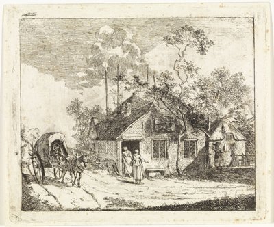 Twee huizen aan een weg door Johannes Huibert Prins