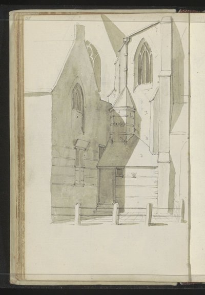 Zijaanzicht van de Grote Kerk te Hoorn door Johannes Huibert Prins