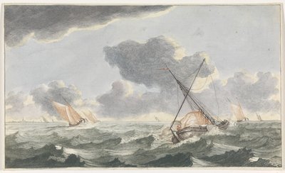 Strijken van het zeil door Johannes Jacobsz van den Aveele (attributed to)