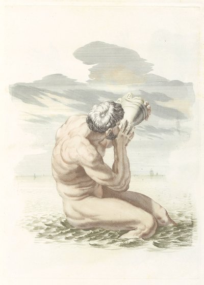 Triton blaast op zijn schelp door Johannes Jacobsz van den Aveele (attributed to)
