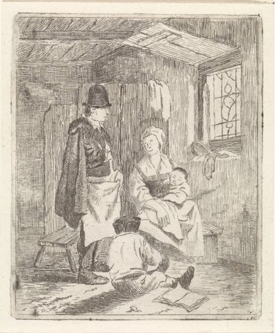 Familie in interieur door Johannes Janson (possibly)