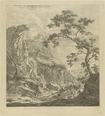 Bergachtig landschap met vee door Johannes Janson