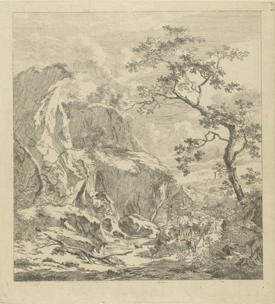 Bergachtig landschap met vee door Johannes Janson