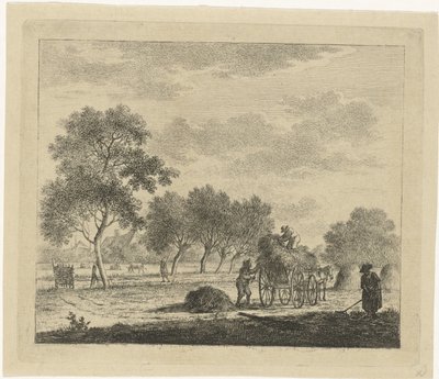 Landschap met hooiwagen door Johannes Janson