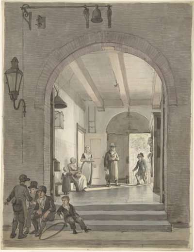 De ingang van het Diaconie- en bestedelingenhuis der Evangelisch Lutherse Gemeente op de Nieuwe Keizersgracht door Johannes Jelgerhuis