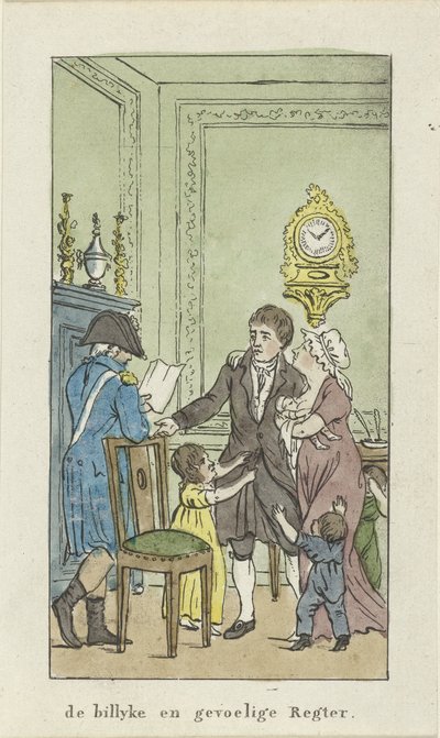 Interieur met gezin en officier door Johannes Jelgerhuis