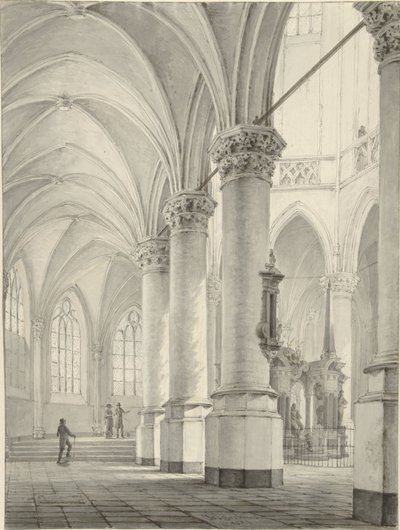 Interieur van de Nieuwe Kerk te Delft door Johannes Jelgerhuis