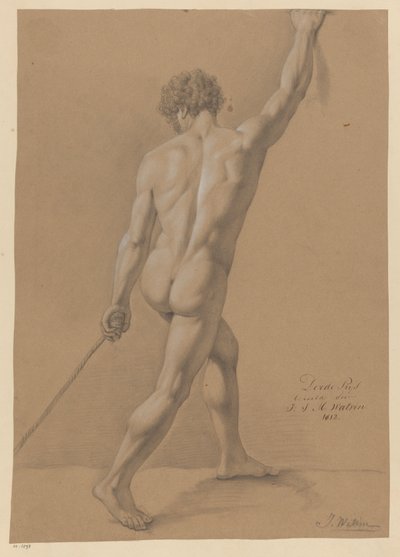 Staand mannelijk naakt, op de rug gezien (3e prijs 1812) door Johannes Joseph Maria Watrin
