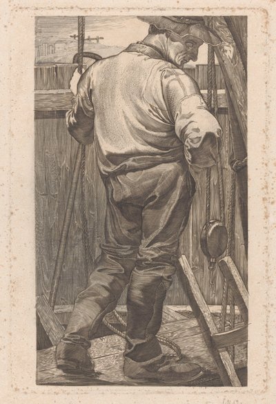 Arbeider bij een houten hek door Johannes Josephus Aarts (signed by artist)