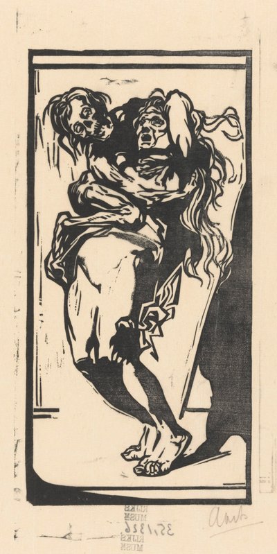 De Dood en een vrouw door Johannes Josephus Aarts (signed by artist)