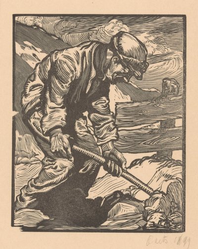 Dijkwerker door Johannes Josephus Aarts (signed by artist)