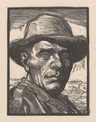 Portret van een onbekende man door Johannes Josephus Aarts (signed by artist)