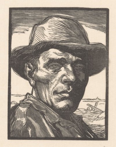 Portret van een onbekende man door Johannes Josephus Aarts (signed by artist)