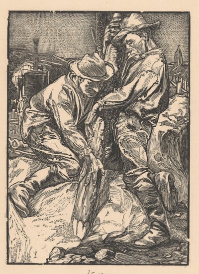 Bouwarbeiders bezig met heiwerk door Johannes Josephus Aarts