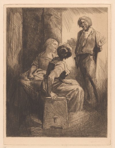 Drie converserende figuren door Johannes Josephus Aarts