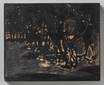 Een man bij paarden door Johannes Josephus Aarts