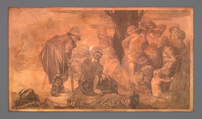 Groep mannen en vrouwen bij boom door Johannes Josephus Aarts