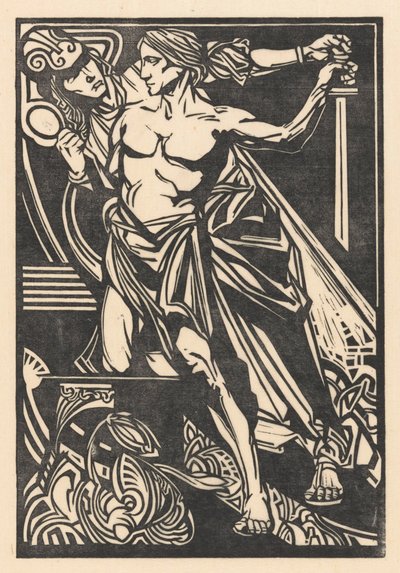 Man en vrouw met zwaard en spiegel door Johannes Josephus Aarts