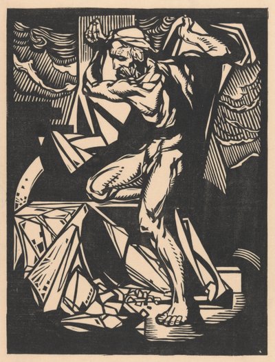 Simson vernielt de zuilen van de tempel door Johannes Josephus Aarts