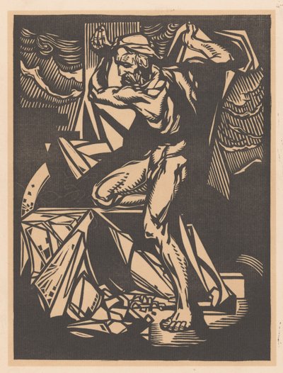 Simson vernielt de zuilen van de tempel door Johannes Josephus Aarts