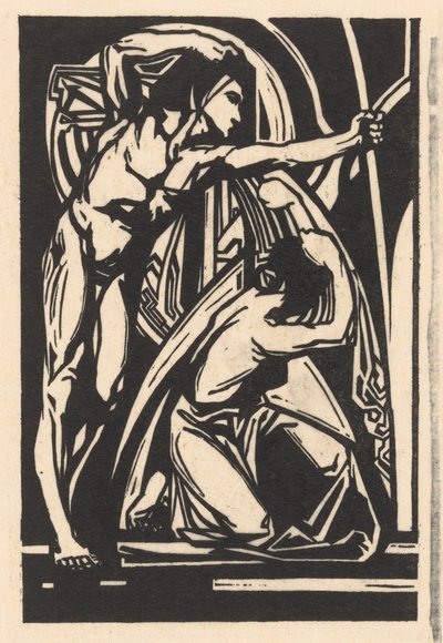 Staande man en knielende vrouw door Johannes Josephus Aarts