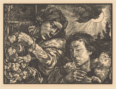 Twee vrouwen bij een wijnrank door Johannes Josephus Aarts