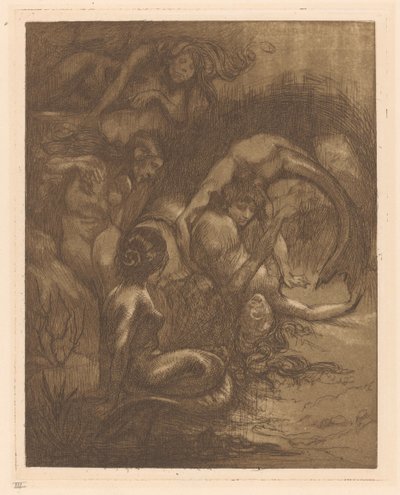 Vijf zeemeerminnen door Johannes Josephus Aarts