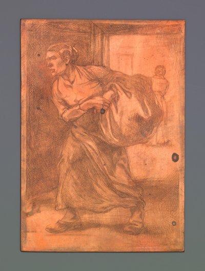 Vrouw draagt een baal door Johannes Josephus Aarts