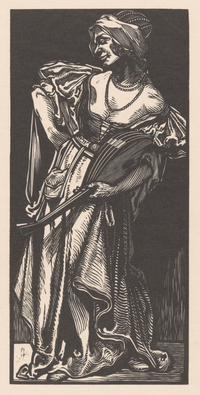 Vrouw met luit door Johannes Josephus Aarts