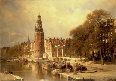 Uitzicht op de Kalkmarkt, Amsterdam door Johannes Karel Christian Klinkenberg