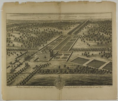 Melton Constable in het Graafschap Norfolk, plaat 51 uit Britannia Illustrata door Johannes Kip