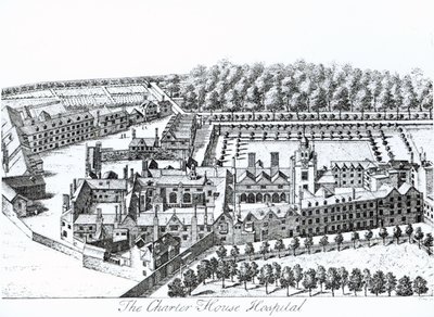 Het Charterhouse Ziekenhuis, ca. 1720 door Johannes Kip