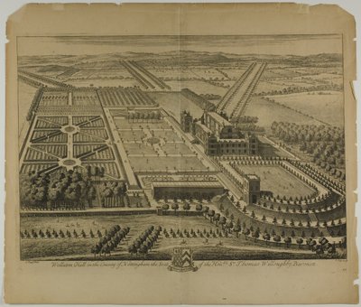Wollaton Hall in het graafschap Nottingham, plaat 68 uit Britannia Illustrata door Johannes Kip