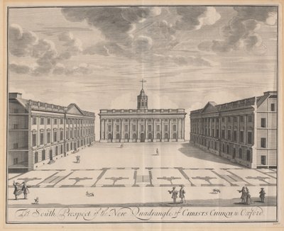 Het Zuidelijke Uitzicht van de Nieuwe Binnenplaats van Christ Church in Oxford door Johannes Kip after Leendert Knijff
