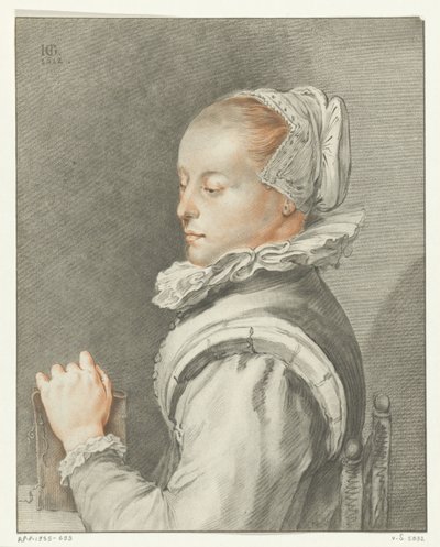Portret van een jonge vrouw door Johannes Kornlein
