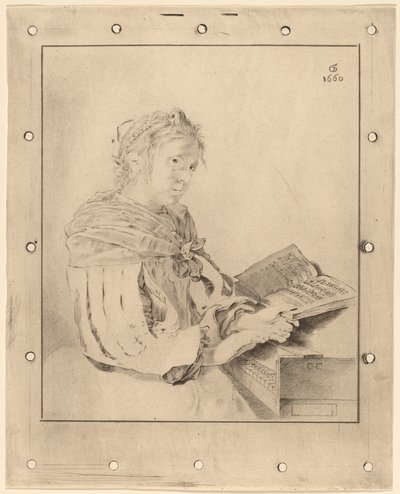 Jong meisje aan het toetsenbord door Johannes Kornlein