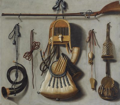 Stilleven met Jachtuitrusting door Johannes Leemans