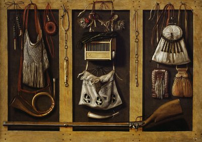 Stilleven met jachtuitrusting door Johannes, Leemans
