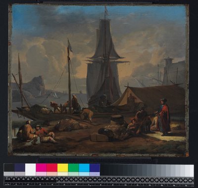 Een havengezicht, voor 1674 door Johannes Lingelbach