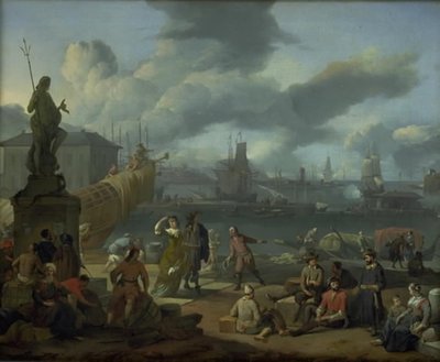 Zuidelijke Haven tussen Rotsen door Johannes Lingelbach