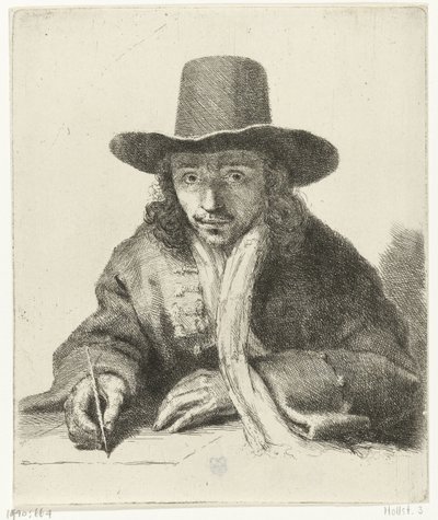 Zelfportret van Johannes Lutma, tekenend door Johannes  Lutma