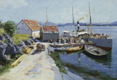 Veerbootkade in West-Noorwegen door Johannes Martin Grimelund